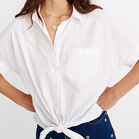 Madewell Tops - Madewell | White Button Up Tie Shirt